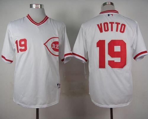 Reds #19 Joey Votto White 1990 Turn Back The Clock Stitched MLB Jersey Reds #19 Joey Votto White 1990 Turn Back The Clock Stitched MLB Jersey