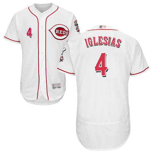 Reds #4 Jose Iglesias White Flexbase Authentic Collection Stitched MLB Jersey Reds #4 Jose Iglesias White Flexbase Authentic Collection Stitched MLB Jersey