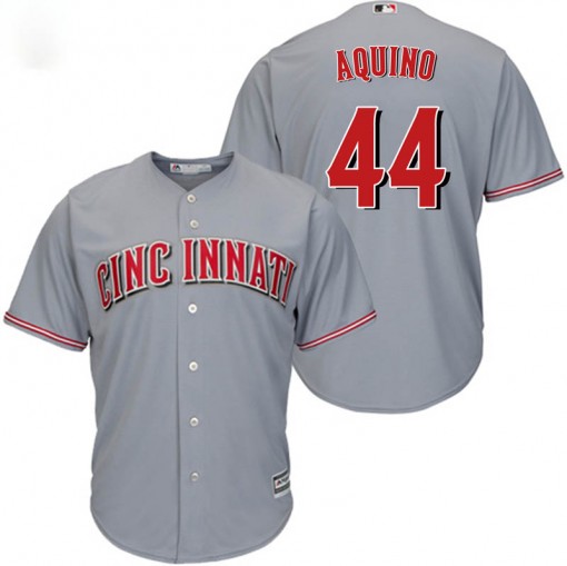 Reds #44 Aristides Aquino Grey New Cool Base Stitched MLB Jersey