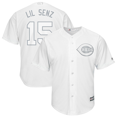 Reds #15 Nick Senzel White "Lil Senz" Players Weekend Cool Base Stitched MLB Jersey Reds #15 Nick Senzel White "Lil Senz" Players Weekend Cool Base Stitched MLB Jersey