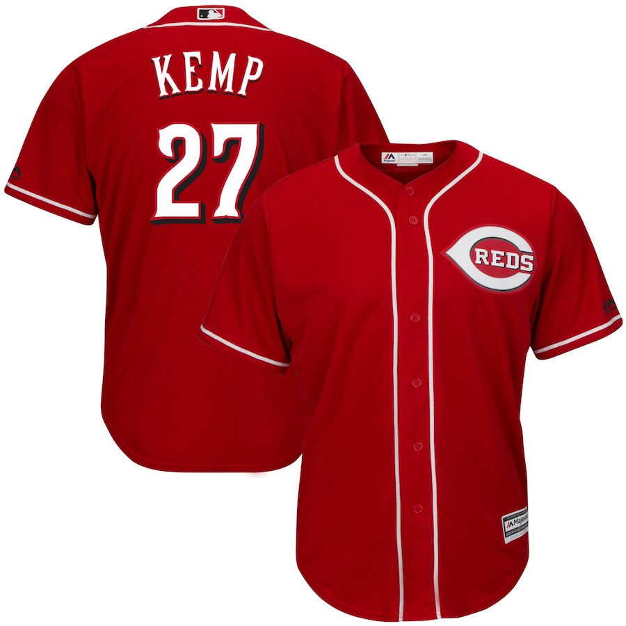 Men's Reds #27 Matt Kemp Majestic Scarlet Alternate Official Cool Base Player Jersey Men's Reds #27 Matt Kemp Majestic Scarlet Alternate Official Cool Base Player Jersey