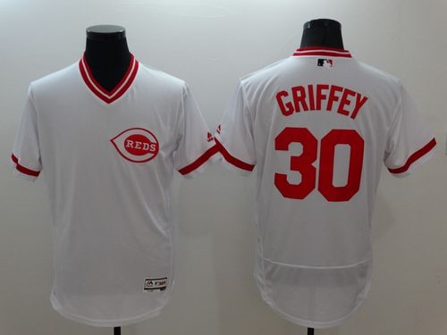 Reds #30 Ken Griffey White Flexbase Authentic Collection Cooperstown Stitched MLB Jersey Reds #30 Ken Griffey White Flexbase Authentic Collection Cooperstown Stitched MLB Jersey
