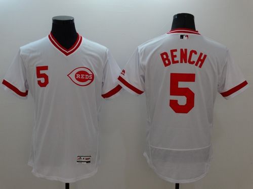 Reds #5 Johnny Bench White Flexbase Authentic Collection Cooperstown Stitched MLB Jersey Reds #5 Johnny Bench White Flexbase Authentic Collection Cooperstown Stitched MLB Jersey