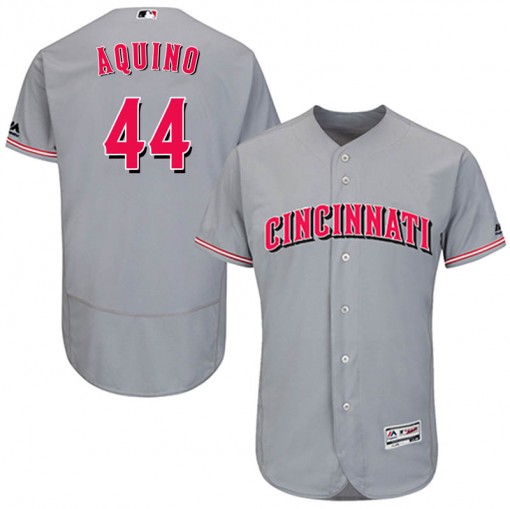 Reds #44 Aristides Aquino Grey Flexbase Authentic Collection Stitched MLB Jersey