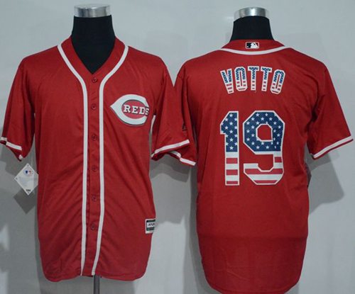 Reds #19 Joey Votto Red USA Flag Fashion Stitched MLB Jersey Reds #19 Joey Votto Red USA Flag Fashion Stitched MLB Jersey