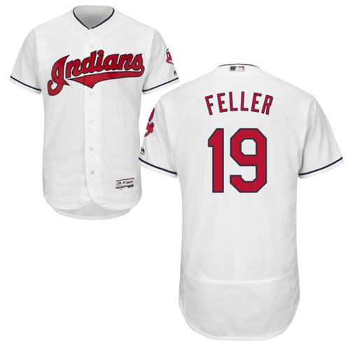 Indians #19 Bob Feller White Flexbase Authentic Collection Stitched MLB Jersey Indians #19 Bob Feller White Flexbase Authentic Collection Stitched MLB Jersey