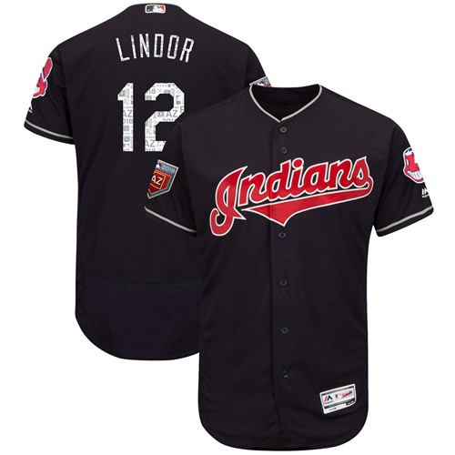 Indians #12 Francisco Lindor Navy Blue 2018 Spring Training Authentic Flex Base Stitched MLB Jersey Indians #12 Francisco Lindor Navy Blue 2018 Spring Training Authentic Flex Base Stitched MLB Jersey