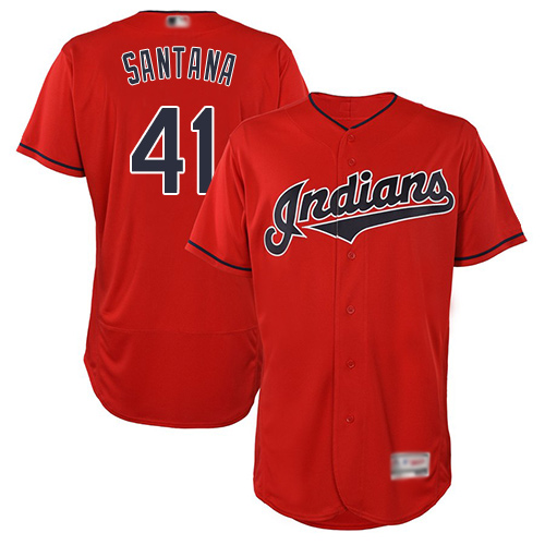 Indians #41 Carlos Santana Red Flexbase Authentic Collection Stitched MLB Jersey Indians #41 Carlos Santana Red Flexbase Authentic Collection Stitched MLB Jersey