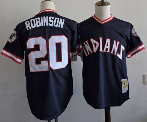 Mitchell And Ness Indians #20 Eddie Robinson Navy Blue Throwback Stitched MLB Jersey Mitchell And Ness Indians #20 Eddie Robinson Navy Blue Throwback Stitched MLB Jersey