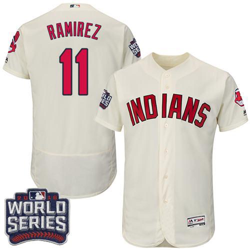 Indians #11 Jose Ramirez Cream Flexbase Authentic Collection 2016 World Series Bound Stitched MLB Jersey Indians #11 Jose Ramirez Cream Flexbase Authentic Collection 2016 World Series Bound Stitched MLB Jersey