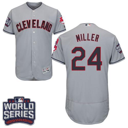 Indians #24 Andrew Miller Grey Flexbase Authentic Collection 2016 World Series Bound Stitched MLB Jersey Indians #24 Andrew Miller Grey Flexbase Authentic Collection 2016 World Series Bound Stitched MLB Jersey
