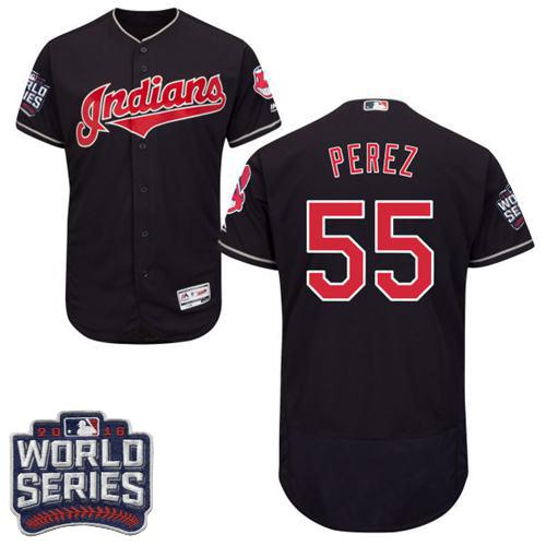 Indians #55 Roberto Perez Navy Blue Flexbase Authentic Collection 2016 World Series Bound Stitched MLB Jersey Indians #55 Roberto Perez Navy Blue Flexbase Authentic Collection 2016 World Series Bound Stitched MLB Jersey