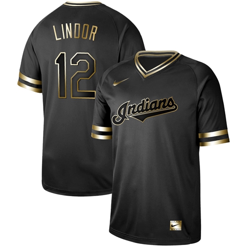 Nike Indians #12 Francisco Lindor Black Gold Authentic Stitched MLB Jersey Nike Indians #12 Francisco Lindor Black Gold Authentic Stitched MLB Jersey