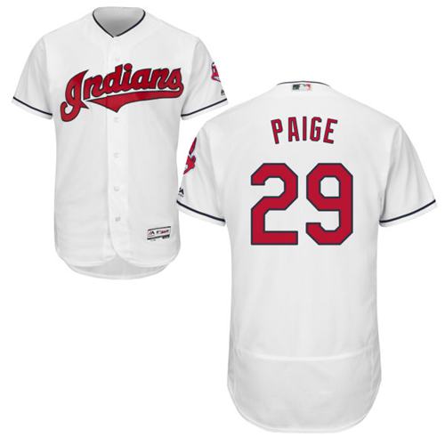 Indians #29 Satchel Paige White Flexbase Authentic Collection Stitched MLB Jersey Indians #29 Satchel Paige White Flexbase Authentic Collection Stitched MLB Jersey