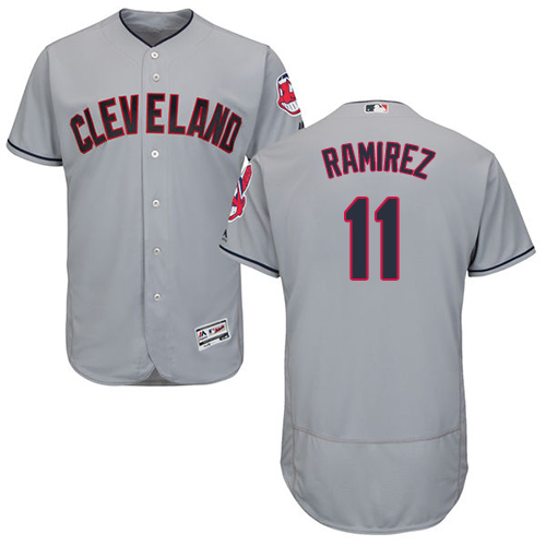 Indians #11 Jose Ramirez Grey Flexbase Authentic Collection Stitched MLB Jersey Indians #11 Jose Ramirez Grey Flexbase Authentic Collection Stitched MLB Jersey