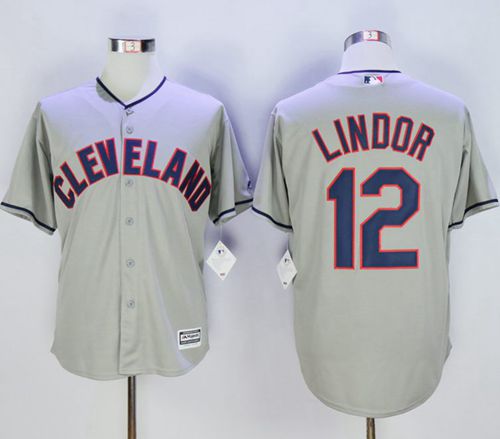Indians #12 Francisco Lindor Grey New Cool Base Stitched MLB Jersey Indians #12 Francisco Lindor Grey New Cool Base Stitched MLB Jersey
