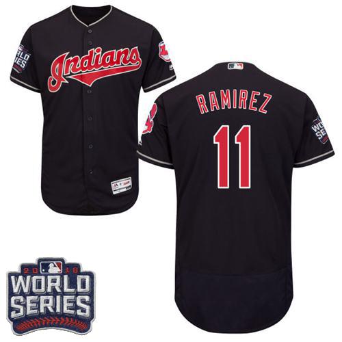 Indians #11 Jose Ramirez Navy Blue Flexbase Authentic Collection 2016 World Series Bound Stitched MLB Jersey Indians #11 Jose Ramirez Navy Blue Flexbase Authentic Collection 2016 World Series Bound Stitched MLB Jersey
