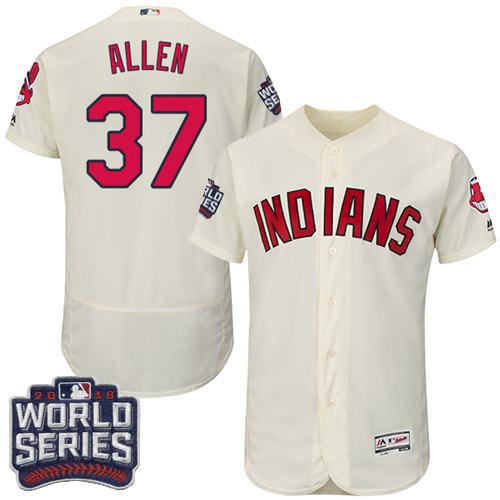 Indians #37 Cody Allen Cream Flexbase Authentic Collection 2016 World Series Bound Stitched MLB Jersey Indians #37 Cody Allen Cream Flexbase Authentic Collection 2016 World Series Bound Stitched MLB Jersey