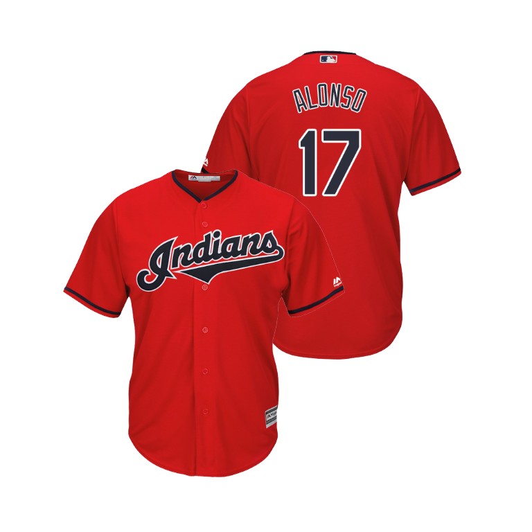 Indians #17 Yonder Alonso Scarlet Alternate 2019 Cool Base Stitched MLB Jersey Indians #17 Yonder Alonso Scarlet Alternate 2019 Cool Base Stitched MLB Jersey