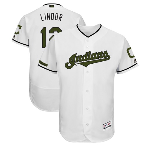 Indians #12 Francisco Lindor White Flexbase Authentic Collection 2018 Memorial Day Stitched MLB Jersey Indians #12 Francisco Lindor White Flexbase Authentic Collection 2018 Memorial Day Stitched MLB Jersey