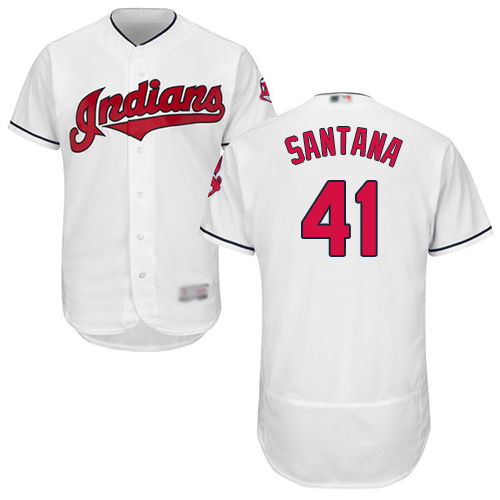 Indians #41 Carlos Santana White Flexbase Authentic Collection Stitched MLB Jersey Indians #41 Carlos Santana White Flexbase Authentic Collection Stitched MLB Jersey