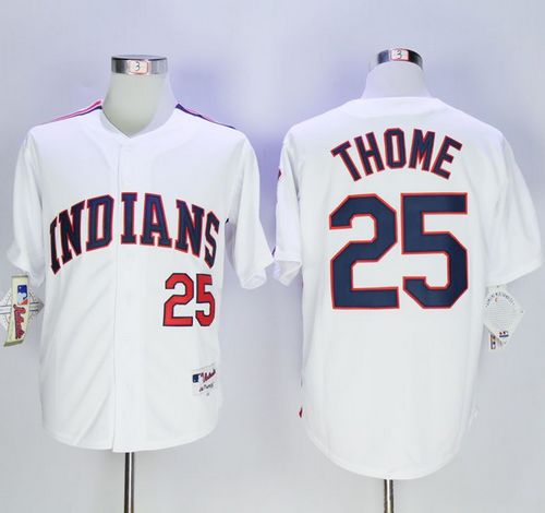 Indians #25 Jim Thome White 1978 Turn Back The Clock Stitched MLB Jersey Indians #25 Jim Thome White 1978 Turn Back The Clock Stitched MLB Jersey