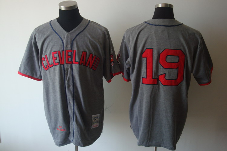 Mitchell and Ness Indians #19 Bob Feller Grey Stitched Throwback MLB Jersey Mitchell and Ness Indians #19 Bob Feller Grey Stitched Throwback MLB Jersey