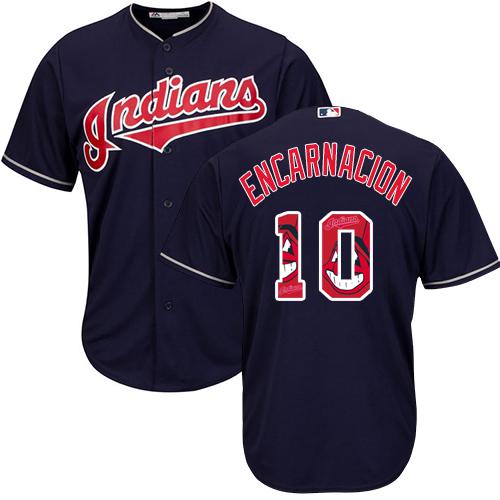 Indians #10 Edwin Encarnacion Navy Blue Team Logo Fashion Stitched MLB Jersey Indians #10 Edwin Encarnacion Navy Blue Team Logo Fashion Stitched MLB Jersey