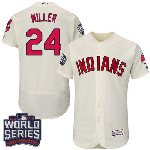 Indians #24 Andrew Miller Cream Flexbase Authentic Collection 2016 World Series Bound Stitched MLB Jersey Indians #24 Andrew Miller Cream Flexbase Authentic Collection 2016 World Series Bound Stitched MLB Jersey