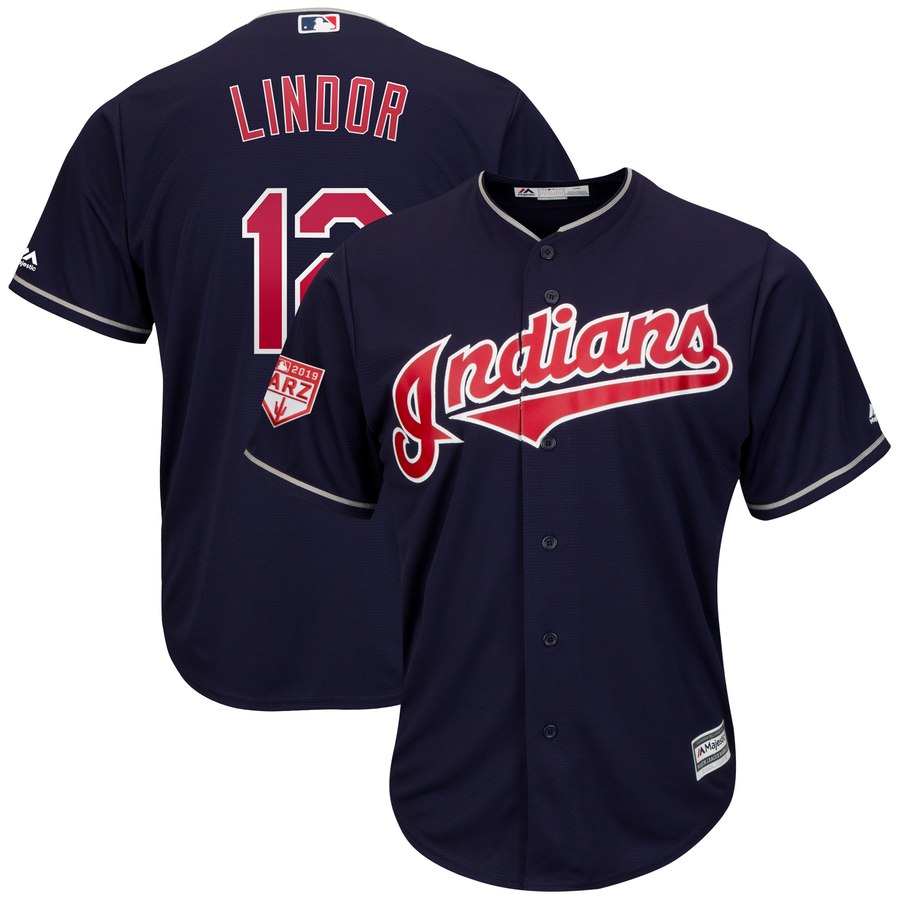 Indians #12 Francisco Lindor Navy Blue 2019 Spring Training Cool Base Stitched MLB Jersey Indians #12 Francisco Lindor Navy Blue 2019 Spring Training Cool Base Stitched MLB Jersey
