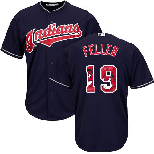 Indians #19 Bob Feller Navy Blue Team Logo Fashion Stitched MLB Jersey Indians #19 Bob Feller Navy Blue Team Logo Fashion Stitched MLB Jersey
