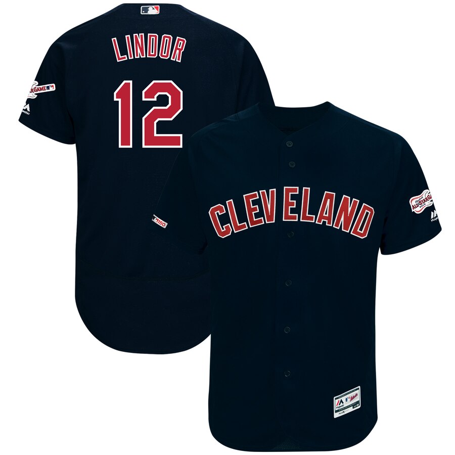 Cleveland Indians #12 Francisco Lindor Majestic Alternate 2019 All-Star Game Patch Flex Base Player Jersey Navy Cleveland Indians #12 Francisco Lindor Majestic Alternate 2019 All-Star Game Patch Flex Base Player Jersey Navy