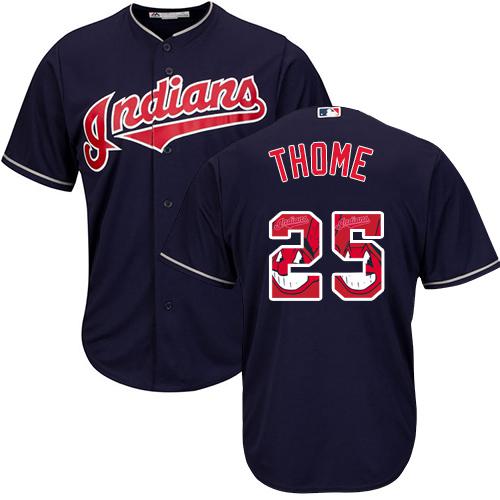 Indians #25 Jim Thome Navy Blue Team Logo Fashion Stitched MLB Jersey Indians #25 Jim Thome Navy Blue Team Logo Fashion Stitched MLB Jersey