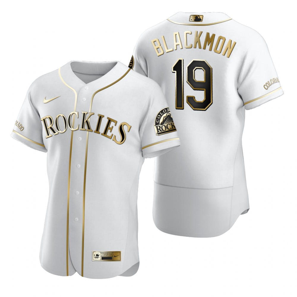 Colorado Rockies #19 Charlie Blackmon White Nike Men's Authentic Golden Edition MLB Jersey Colorado Rockies #19 Charlie Blackmon White Nike Men's Authentic Golden Edition MLB Jersey