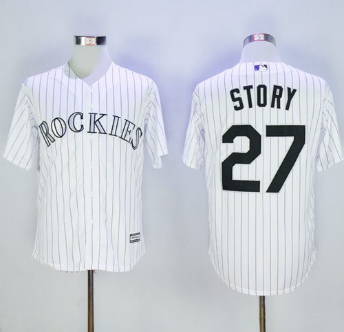 Rockies #27 Trevor Story White Strip New Cool Base Stitched MLB Jersey Rockies #27 Trevor Story White Strip New Cool Base Stitched MLB Jersey
