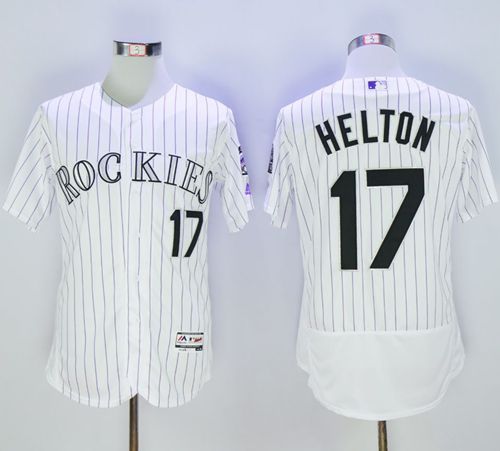 Rockies #17 Todd Helton White Strip Flexbase Authentic Collection Stitched MLB Jersey Rockies #17 Todd Helton White Strip Flexbase Authentic Collection Stitched MLB Jersey