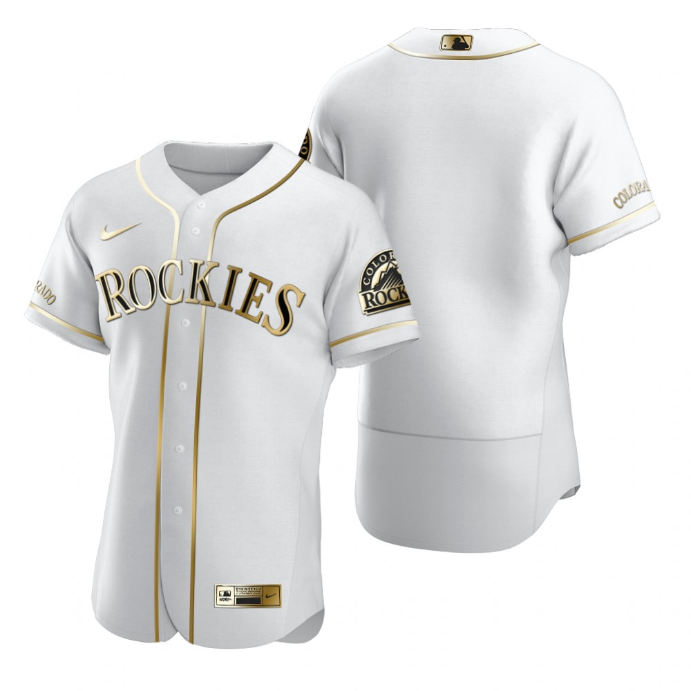 Colorado Rockies Blank White Nike Men's Authentic Golden Edition MLB Jersey Colorado Rockies Blank White Nike Men's Authentic Golden Edition MLB Jersey