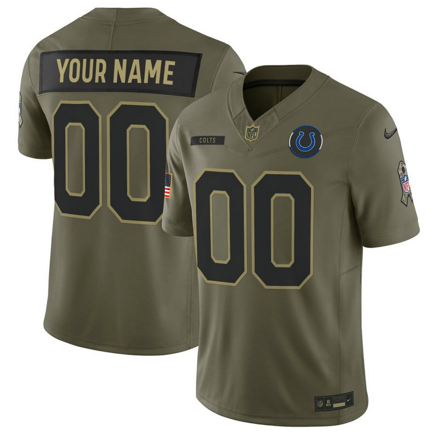 Men's Indianapolis Colts Active Player Custom Olive 2025 F.U.S.E. Salute to Service Limited Stitched Football Jersey