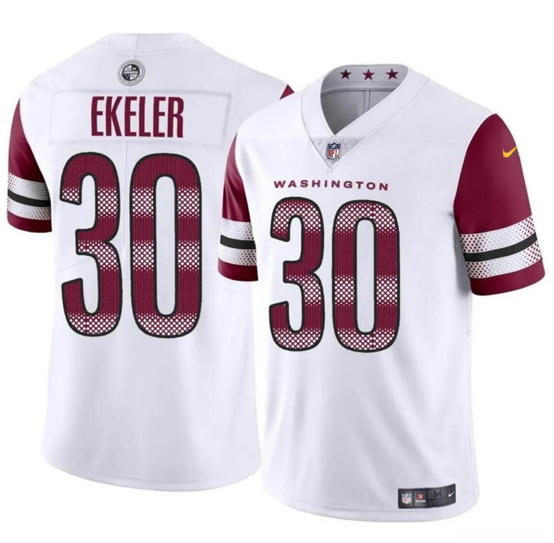 Men's Washington Commanders #30 Austin Ekeler White Vapor Limited Stitched Football Jersey Men's Washington Commanders #30 Austin Ekeler White Vapor Limited Stitched Football Jersey