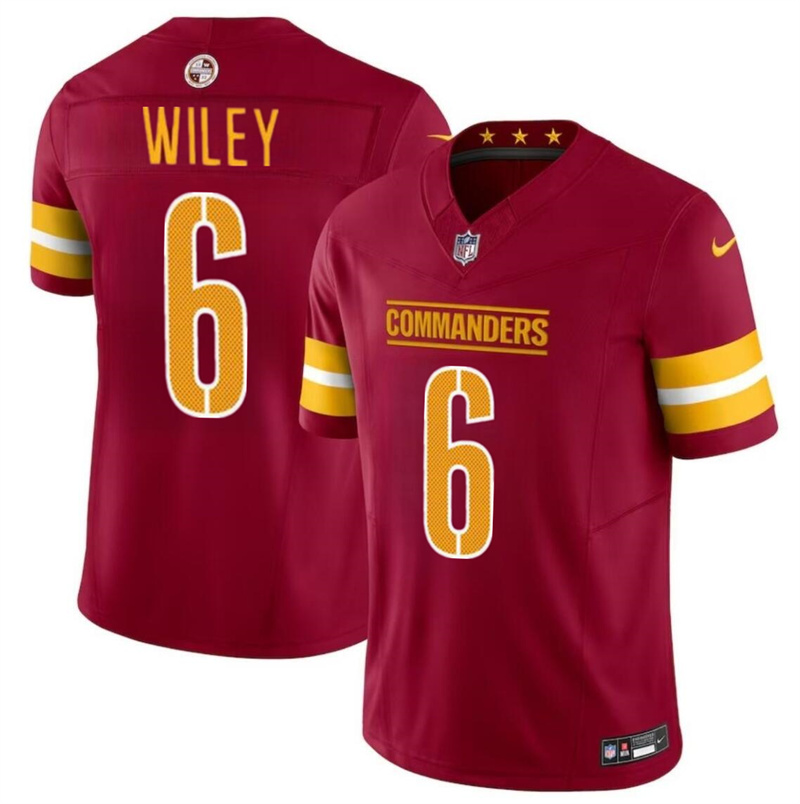Men's Washington Commanders #6 Michael Wiley Burgundy 2024 F.U.S.E Vapor Limited Stitched Football Jersey Men's Washington Commanders #6 Michael Wiley Burgundy 2024 F.U.S.E Vapor Limited Stitched Football Jersey