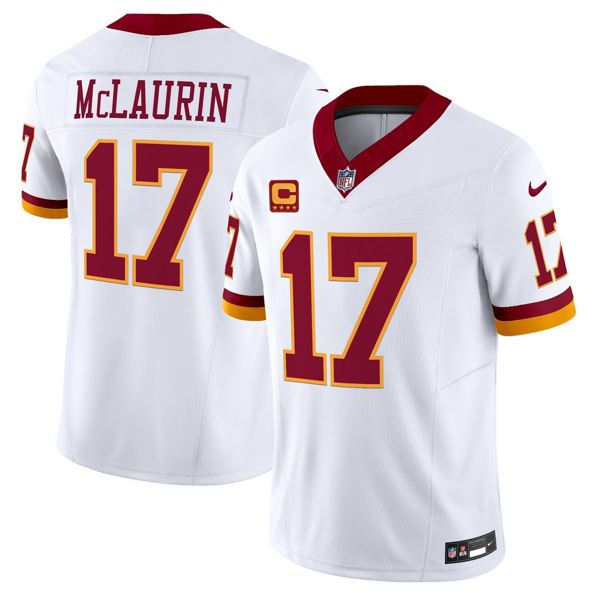 Men's Washington Commanders #17 Terry McLaurin White 2025 F.U.S.E. With 4-star C Patch Throwback Vapor Limited Stitched Football Jersey