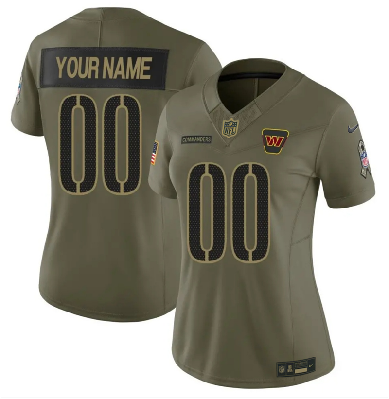 Women's Washington Commanders Active Player Custom Olive 2025 F.U.S.E. Salute to Service Limited Stitched Football Jersey(Run Small)