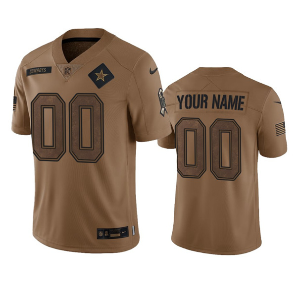 Men's Dallas Cowboys Active Player Custom 2023 Brown Salute To Service Limited Stitched Football Jersey Men's Dallas Cowboys Active Player Custom 2023 Brown Salute To Service Limited Stitched Football Jersey