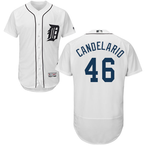 Tigers #46 Jeimer Candelario White Flexbase Authentic Collection Stitched MLB Jersey Tigers #46 Jeimer Candelario White Flexbase Authentic Collection Stitched MLB Jersey
