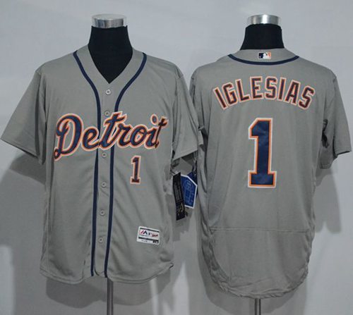 Tigers #1 Jose Iglesias Grey Flexbase Authentic Collection Stitched MLB Jersey Tigers #1 Jose Iglesias Grey Flexbase Authentic Collection Stitched MLB Jersey