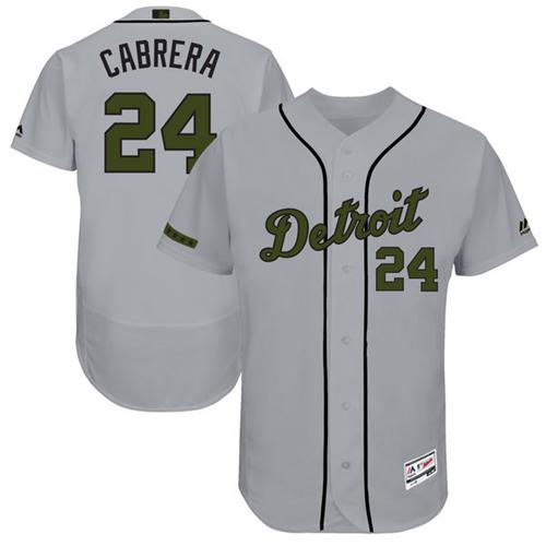 Tigers #24 Miguel Cabrera Grey Flexbase Authentic Collection Memorial Day Stitched MLB Jersey Tigers #24 Miguel Cabrera Grey Flexbase Authentic Collection Memorial Day Stitched MLB Jersey