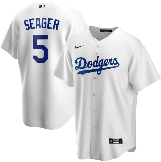 Men's Los Angeles Dodgers #5 Corey Seager White MLB Cool Base Stitched Jersey Men's Los Angeles Dodgers #5 Corey Seager White MLB Cool Base Stitched Jersey