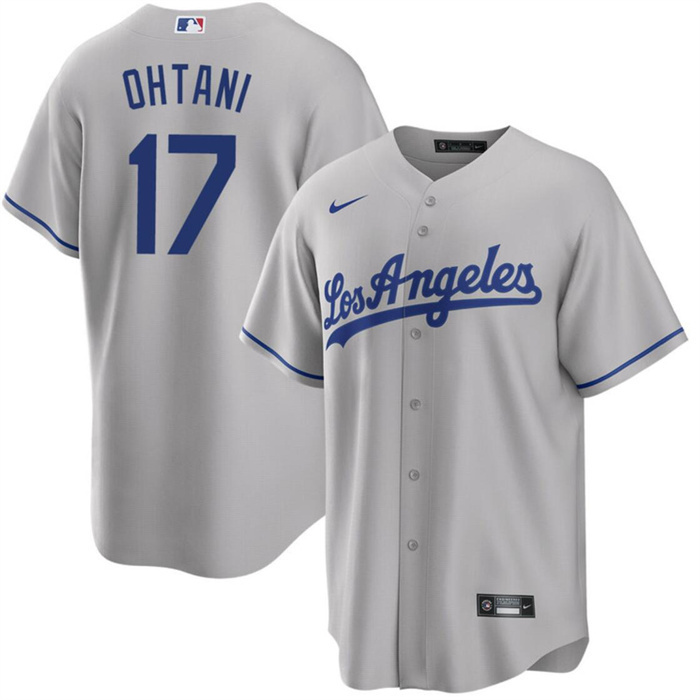 Men's Los Angeles Dodgers #17 Shohei Ohtani Grey Cool Base Stitched Jersey Men's Los Angeles Dodgers #17 Shohei Ohtani Grey Cool Base Stitched Jersey