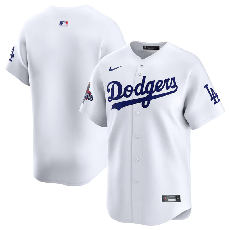 Men's Los Angeles Dodgers Blank White 2024 World Series Home Limited Stitched Baseball Jersey Men's Los Angeles Dodgers Blank White 2024 World Series Home Limited Stitched Baseball Jersey