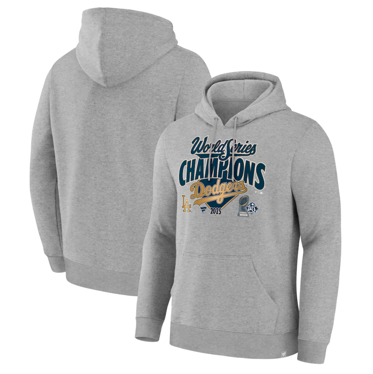 Men's Los Angeles Dodgers Grey 2025 World Series Champions Locker Room Hoodie Men's Los Angeles Dodgers Grey 2025 World Series Champions Locker Room Hoodie